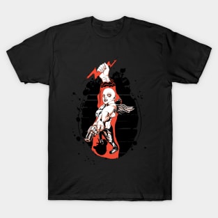 Dark Skull Wings Biker Style Top With Motif T-Shirt